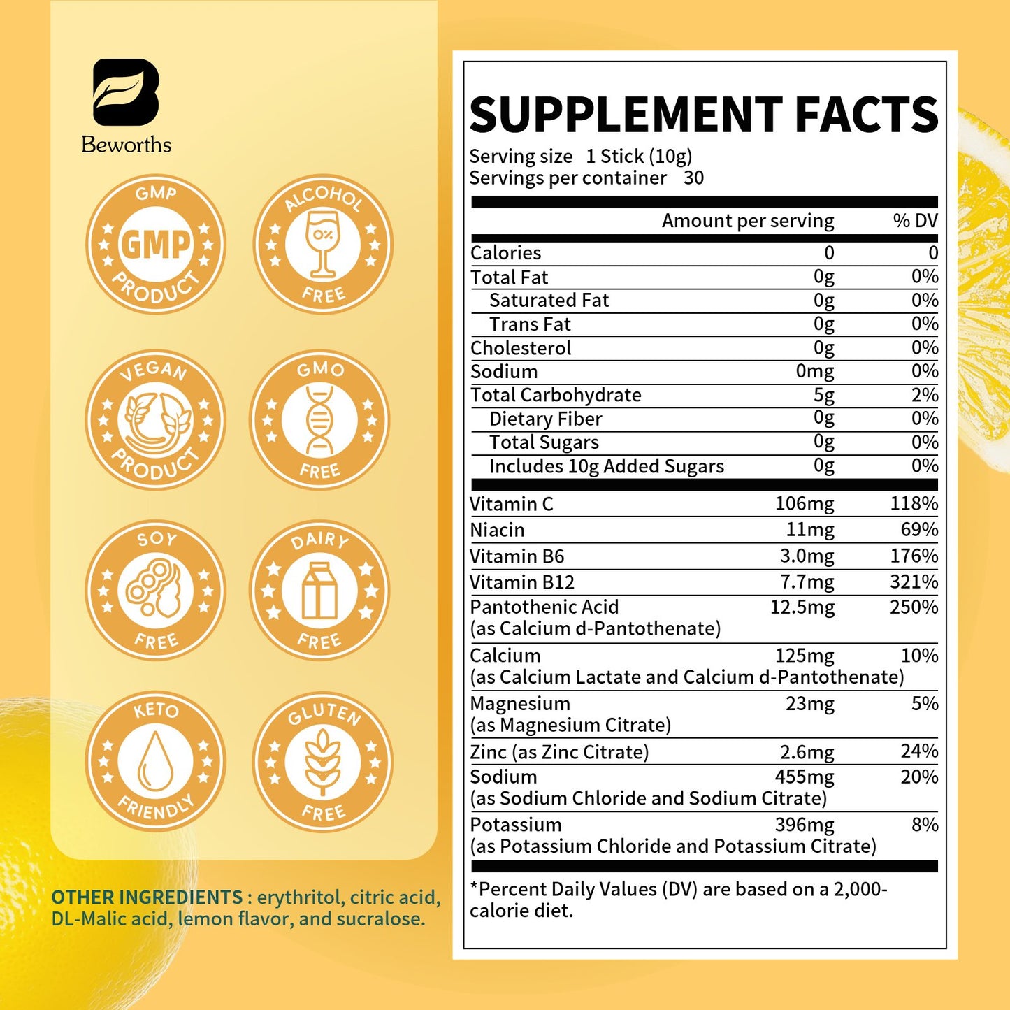 Electrolyte Powder Recovery Drink Mix | Sugar-Free Electrolyte Powder Packets Supplement with Potassium Zinc & Magnesium for Hydration - Keto Electrolytes, Non-GMO & Sugar-Free - 30 Sticks