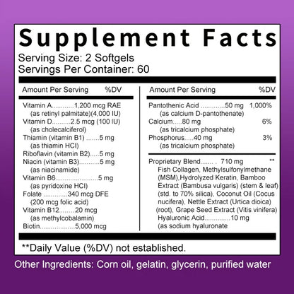 Biotin 25000 Mcg, Helps Promote Skin, Hair and Nail Health, Softgels 120 Count(2 Pack)
