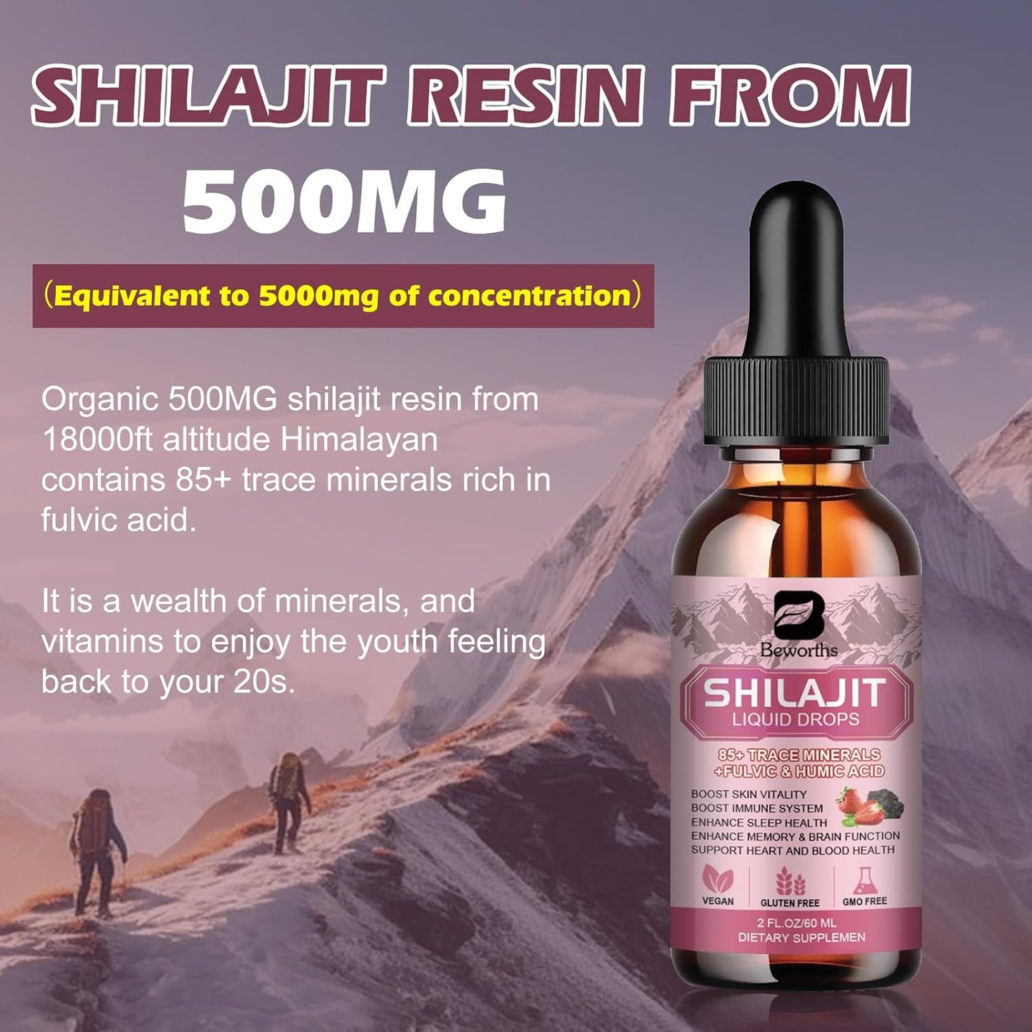Shilajit Resin Liquid Drops Supplement Organic Trace Minerals Complex