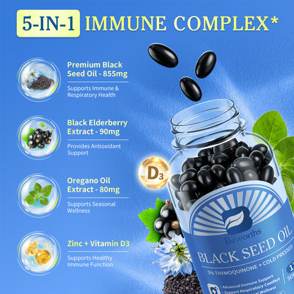 Beworths Premium Black Seed Oil Softgels