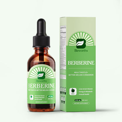 B BEWORTHS Berberine HCL Supplement with Ceylon Cinnamon - Berberine Phytosome Liquid Drops with Turmeric, Ceylon Cinnamon, Bitter Melon, Milk Thistle, Berberine Supplement for Digestion Support