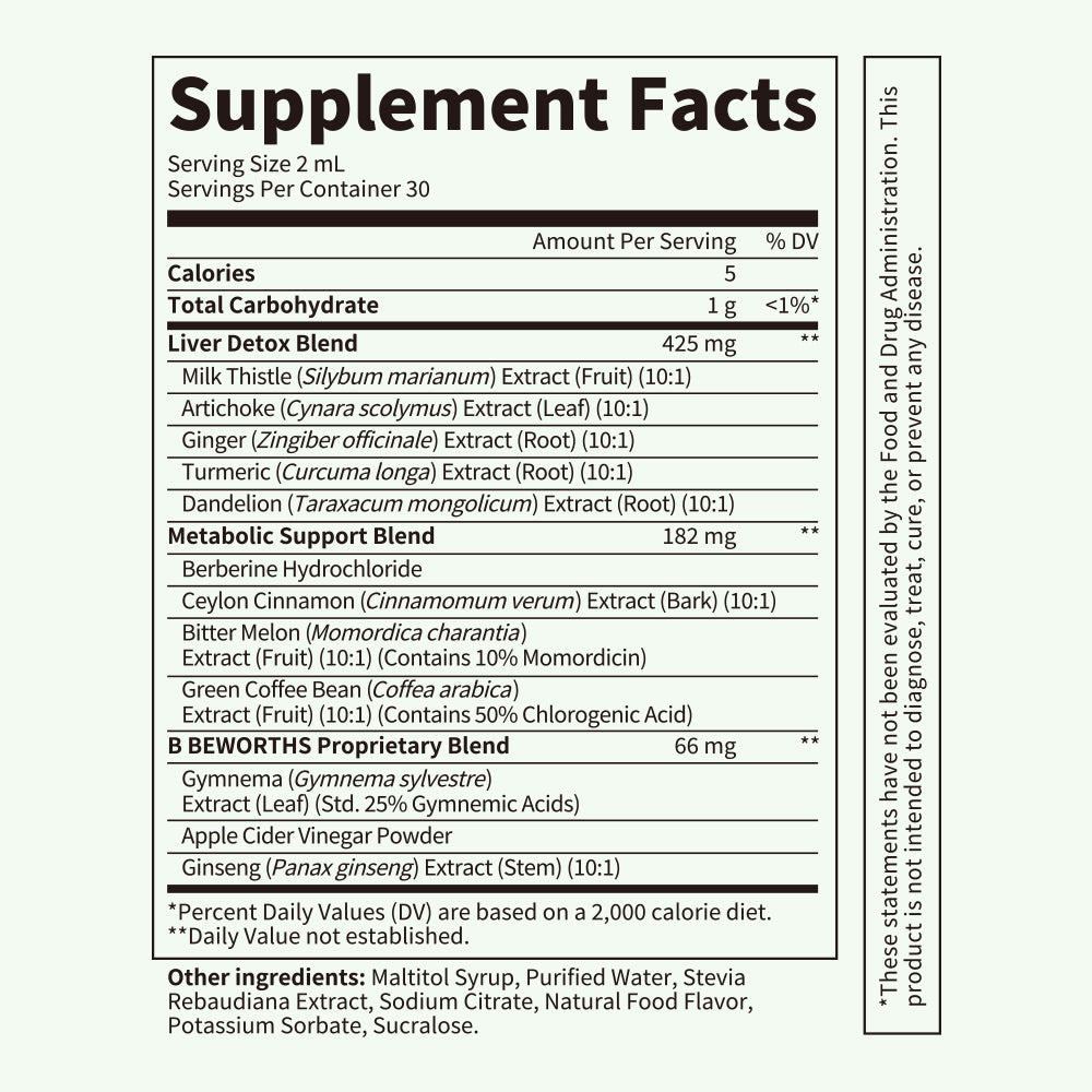 B BEWORTHS Berberine HCL Supplement with Ceylon Cinnamon - Berberine Phytosome Liquid Drops with Turmeric, Ceylon Cinnamon, Bitter Melon, Milk Thistle, Berberine Supplement for Digestion Support