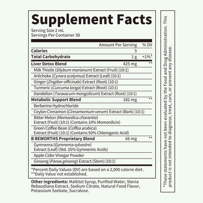 B BEWORTHS Berberine HCL Supplement with Ceylon Cinnamon - Berberine Phytosome Liquid Drops with Turmeric, Ceylon Cinnamon, Bitter Melon, Milk Thistle, Berberine Supplement for Digestion Support