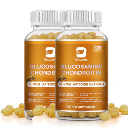 (2 Pack) Beworths Glucosamine Chondroitin Pills Dietary Supplement, Support Joint Health, 240 Capsules (Non-GMO & Gluten Free)