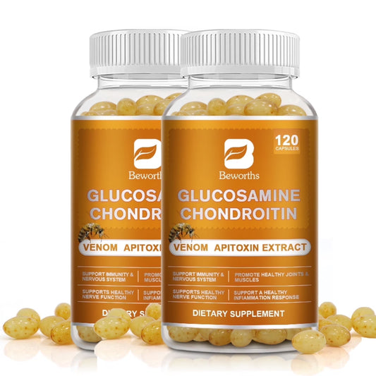 (2 Pack) Beworths Glucosamine Chondroitin Pills Dietary Supplement, Support Joint Health, 240 Capsules (Non-GMO & Gluten Free)