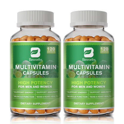 (2 Pack)Beworths Multivitamin Capsules Supplement, Brain Heart Health Immune Support - Total 240 Ct
