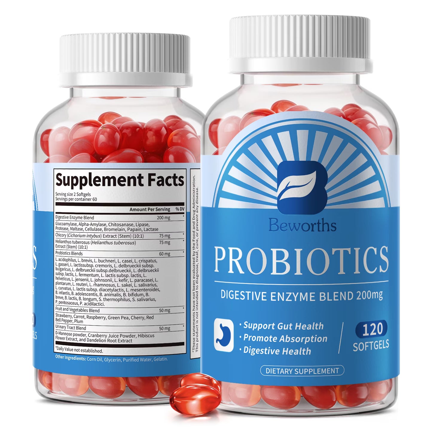 (2 Pack)Probiotics Capsule,120 Billion CFU, Organic Prebiotics,Immune Digestive & Gut Health for Women & Men,240Ct