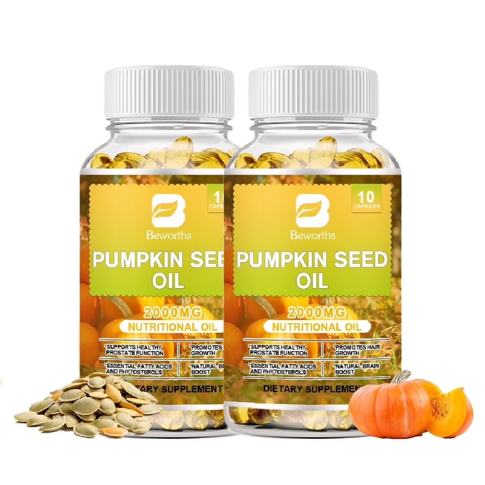(2 Pack)Pumpkin Seed Oil Capsules (2,000mg/serving) - Pumpkin Seed Oil Supplement for Hair Growth, Youthful Skin, Prostate Health, Urinary Tract Support