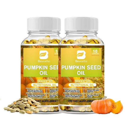 (2 Pack)Pumpkin Seed Oil Capsules (2,000mg/serving) - Pumpkin Seed Oil Supplement for Hair Growth, Youthful Skin, Prostate Health, Urinary Tract Support