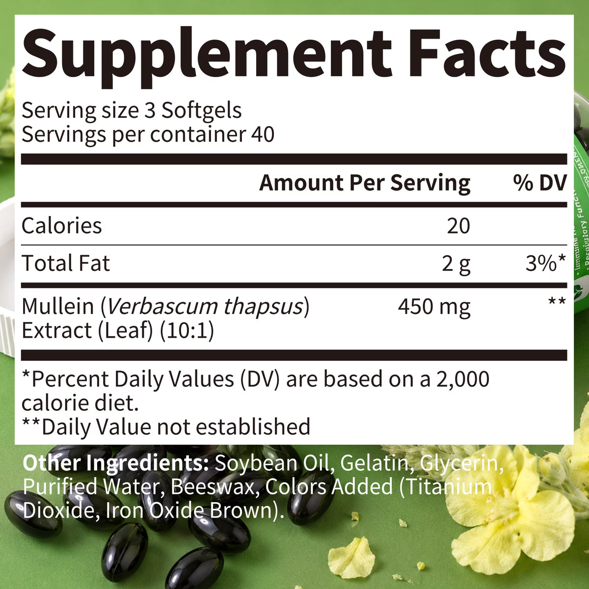 Mullein Leaf Capsules - Organic Mullein Leaf Extract for Lung - 450mg 240 Vegan Caps