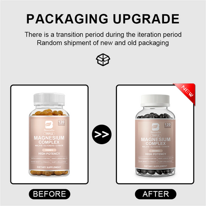 (2 Pack) Beworths Triple Magnesium Complex Capsules - 300mg of Magnesium Glycinate, Malate & Citrate for Muscles, Sleep, Energy - 240 Capsules