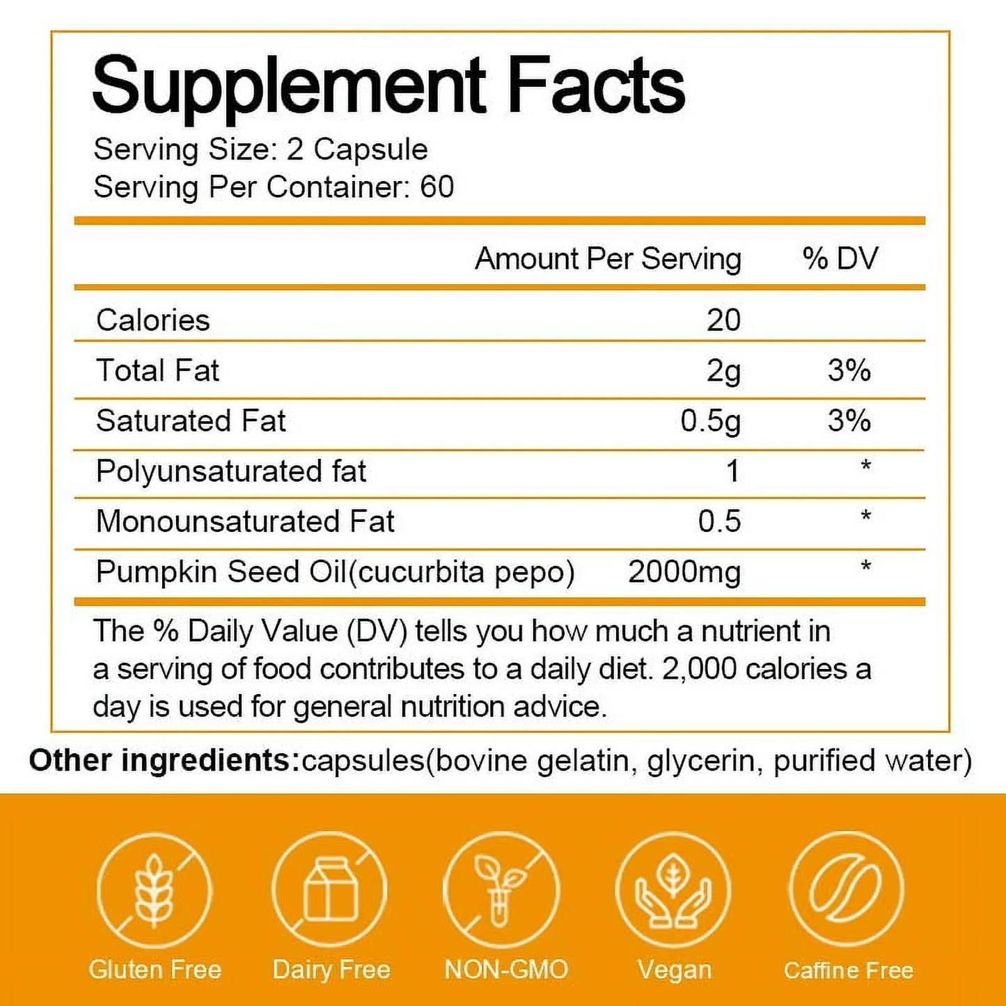 (2 Pack)Pumpkin Seed Oil Capsules (2,000mg/serving) - Pumpkin Seed Oil Supplement for Hair Growth, Youthful Skin, Prostate Health, Urinary Tract Support