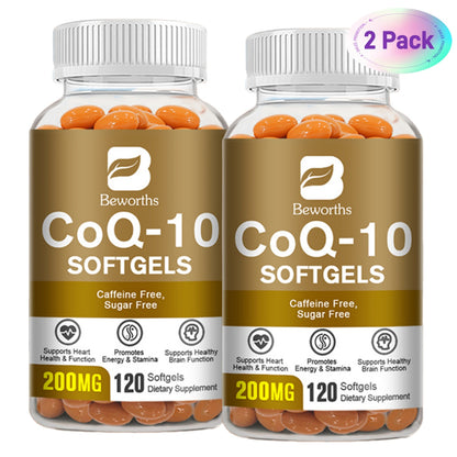 (2 PACK) Beworths CoQ10 Capsules 200mg | 240 Count | Non-GMO and Gluten Free Supplement | High Absorption