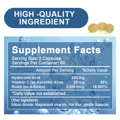 Hyaluronic Acid Capsules with Biotin & Vitamin C -120ct