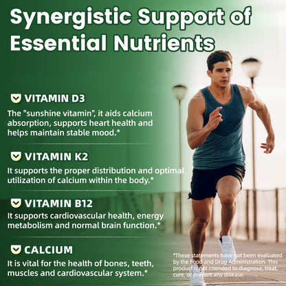 Beworths 4-in-1 Calcium 600Mg with Vitamin D3 K2 B12 Capsules for Bone Strength, Heart Health & Immune Support, 120 Capsules for Men and Women