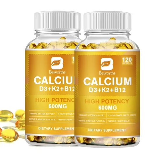 (2 Pack)4 in 1 Calcium Capsules, Calcium D3 K2 B12 Supoort Bone & Immune Health,120 Capsules
