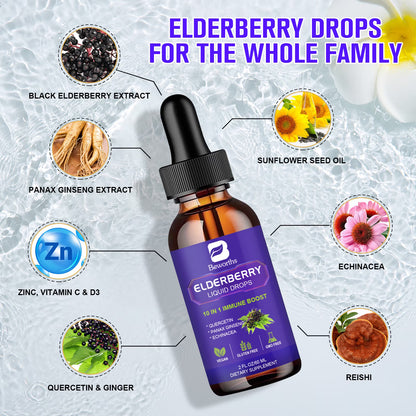 Elderberry Syrup | Elderberry Liquid Drop | Immune Boosters Support Supplement for Adults| | 2 Fl Oz