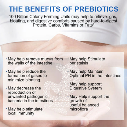 (2 Pack)Organic Prebiotics Supplement,100 Billion CFU & 34 Strains for Digestive & Gut Health,120 Ct