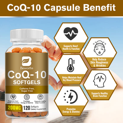 (2 PACK) Beworths CoQ10 Capsules 200mg | 240 Count | Non-GMO and Gluten Free Supplement | High Absorption