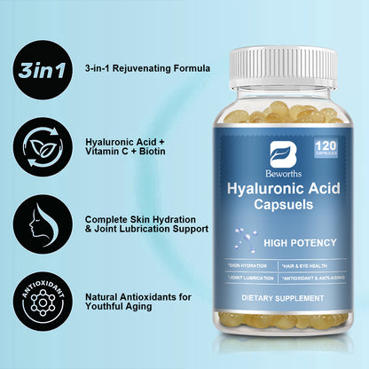 Hyaluronic Acid Capsules with Biotin & Vitamin C -120ct