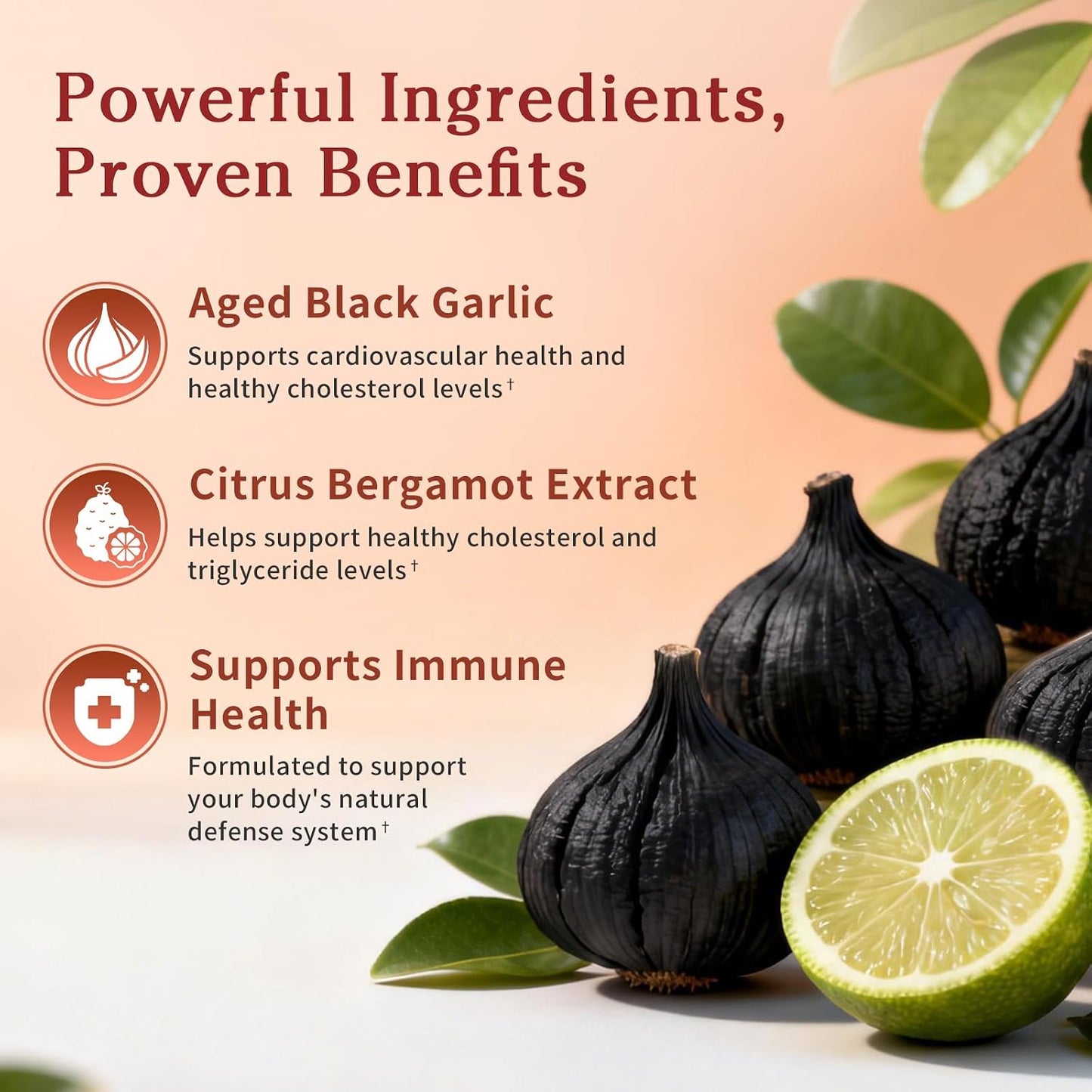 B BEWORTHS Aged Black Garlic Extract & Citrus Bergamot, 120 Count | for Heart Health