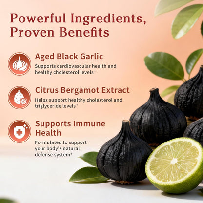 B BEWORTHS Aged Black Garlic Extract & Citrus Bergamot, 120 Count | for Heart Health