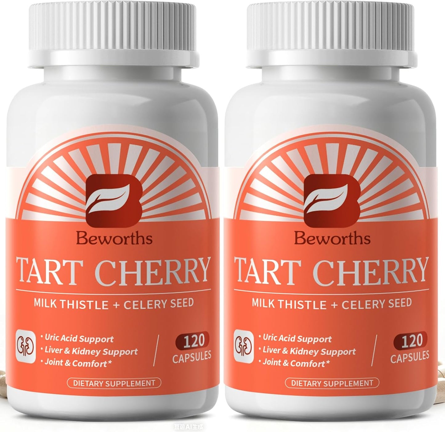 Tart Cherry Capsules with Milk Thistle & Celery Seed, 120 Count (2-Pack)