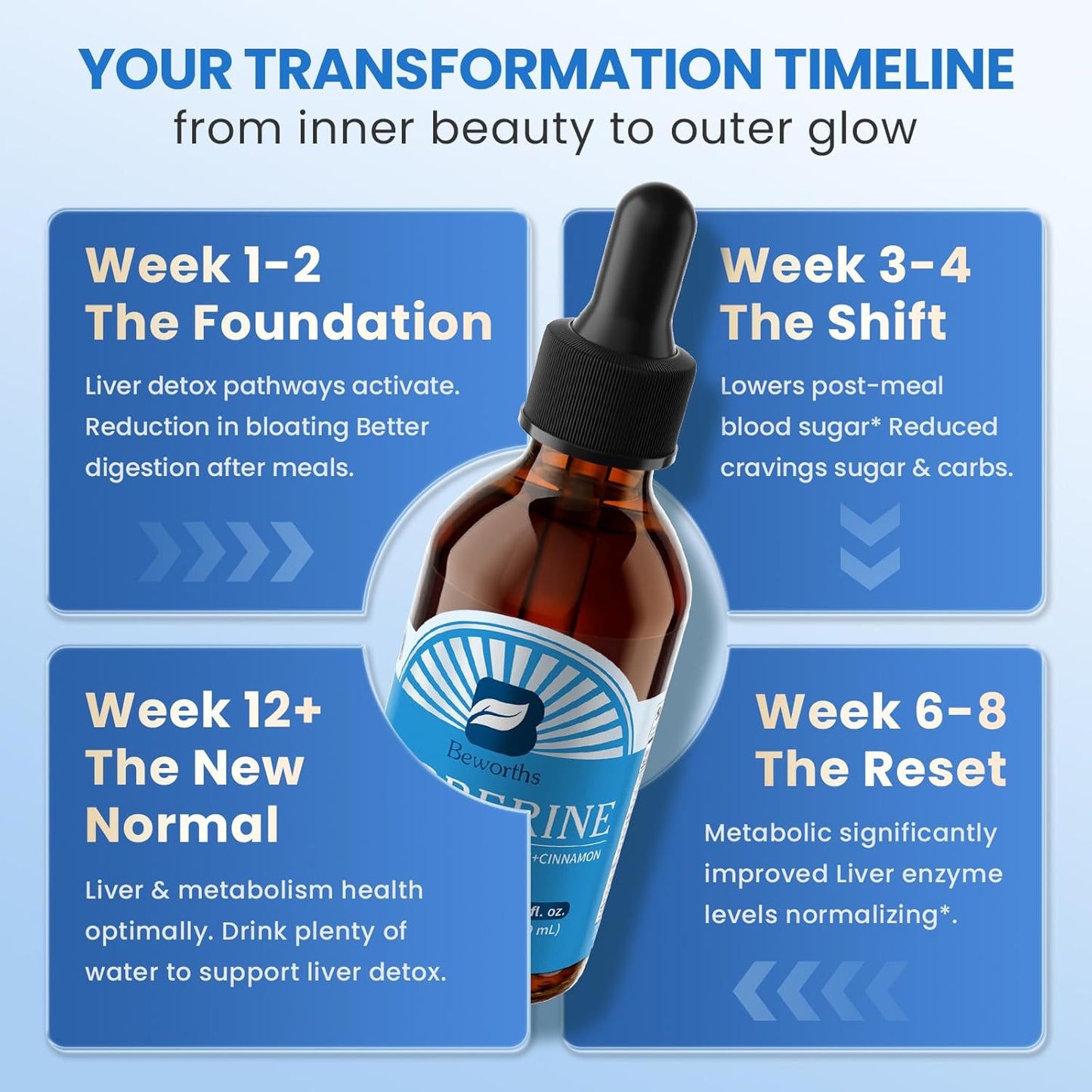 Berberine Liquid Drops with Turmeric Curcumin, Ceylon Cinnamon, Bitter Melon, Berberine Phytosome for Digestion System, Immune Health Support