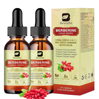 Premium Berberine Liquid Drops with Turmeric, Bitter Melon, Milk Thistle & Ceylon Cinnamon