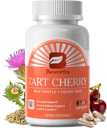 Tart Cherry Capsules with Milk Thistle & Celery Seed, 120 Count (1-Pack)