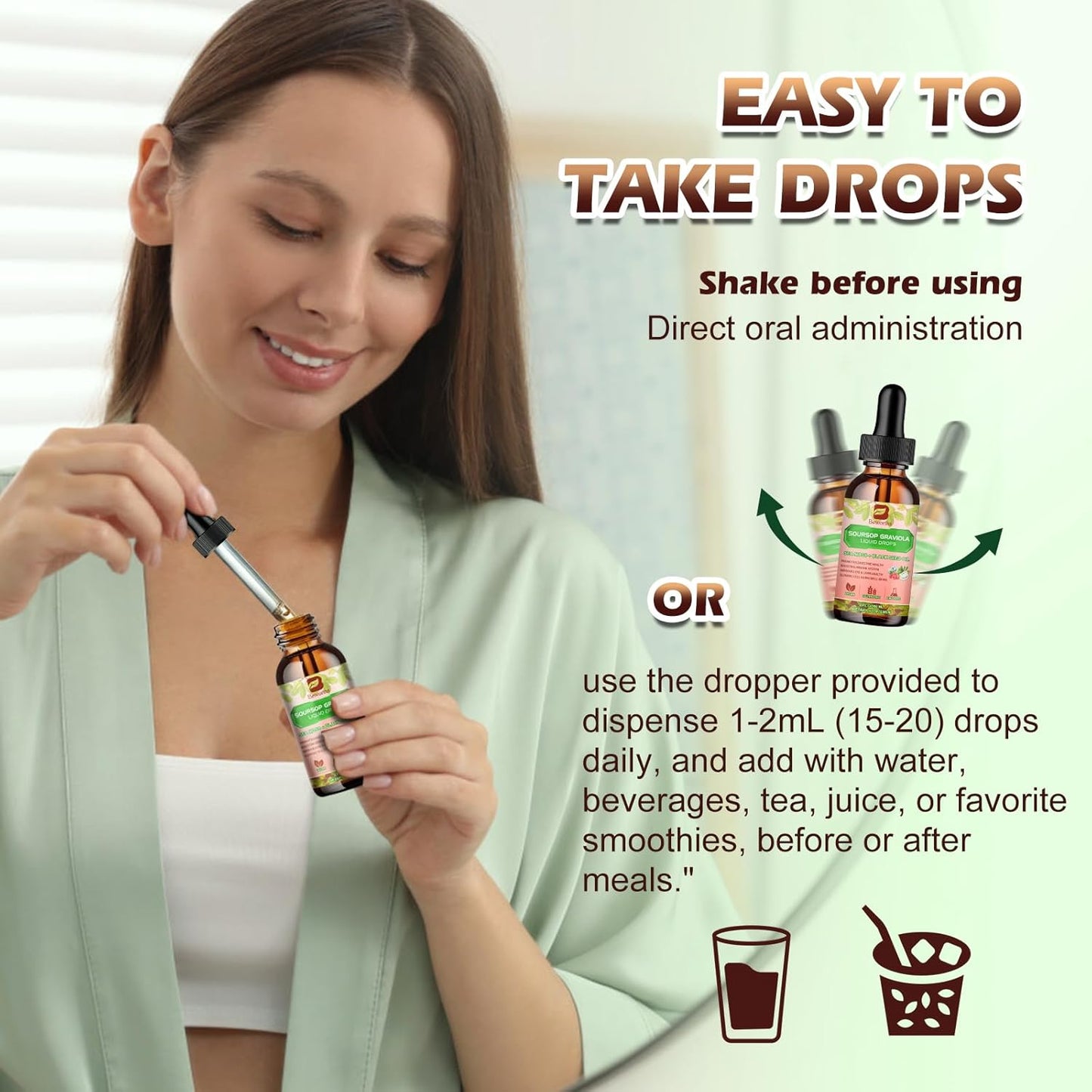 Soursop Bitters Liquid Drops with Irish Sea Moss & Black Seed Oil – Antioxidant & Immune Support, Gut Cleanse & Detox – Raspberry Flavor, 2 fl oz