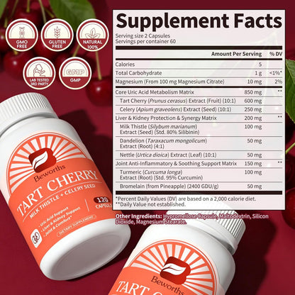 Tart Cherry Capsules with Milk Thistle & Celery Seed, 120 Count (1-Pack)