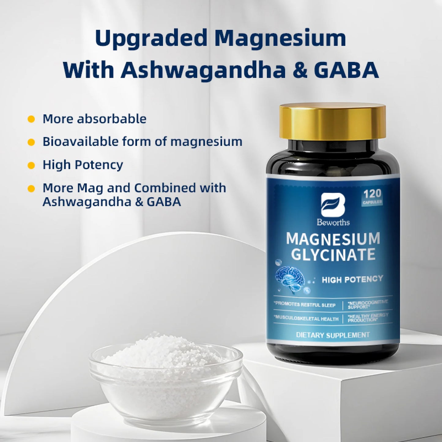 Magnesium Glycinate | Magnesium Complex Supplement for Muscle, Bone & Immune Health | 120 Capsules