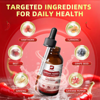 (2 Pack) Cayenne Pepper Liquid Drops Supplements 300mg, Plus Hawthorn Support Digestive Health, Cardiovascular & Circulatory Support, 2 fl oz