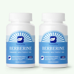 Berberine HCL 500mg Supplement with Ceylon Cinnamon & Milk Thistle, 120 Capsules (2-Pack)