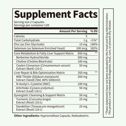 Berberine HCL 500mg Supplement with Ceylon Cinnamon & Milk Thistle, 120 Capsules (2-Pack)