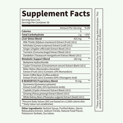 Berberine Liquid Drops with Turmeric Curcumin, Ceylon Cinnamon, Bitter Melon, Berberine Phytosome for Digestion System, Immune Health Support