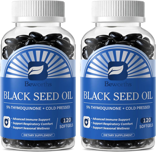 Black Seed Oil Capsules for Immune Support - 5% Thymoquinone, 240pcs