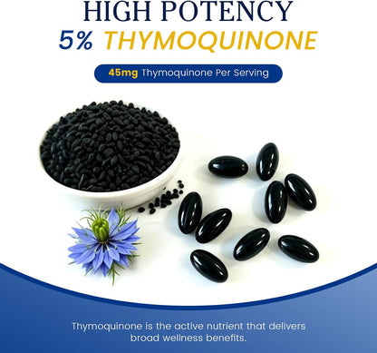 Black Seed Oil Capsules for Immune Support - 5% Thymoquinone, 240pcs