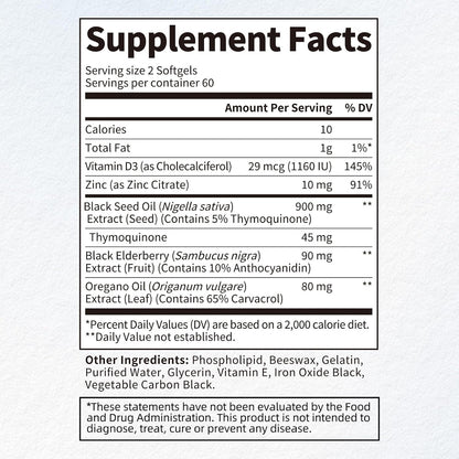 Black Seed Oil Capsules for Immune Support - 5% Thymoquinone, 240pcs