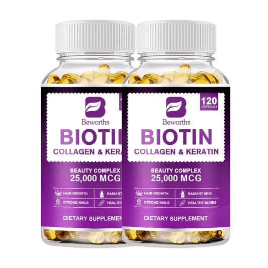 Biotin 25000 Mcg, Helps Promote Skin, Hair and Nail Health, Softgels 120 Count(2 Pack)