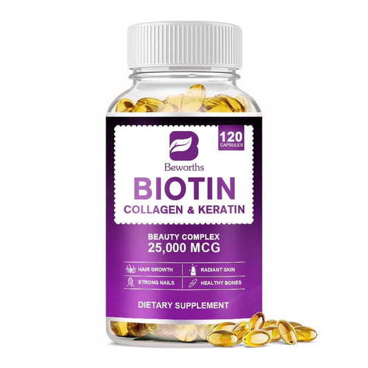 Biotin 25000 Mcg, Helps Promote Skin, Hair and Nail Health, Softgels 120 Count