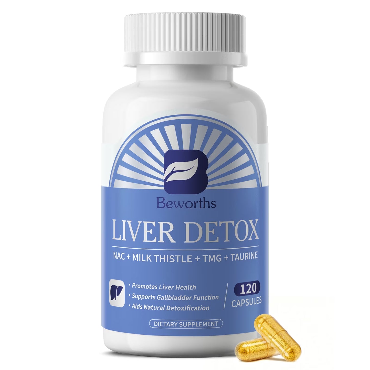 Daily Liver Care Capsules with Milk Thistle, NAC, TMG & Taurine - Metabolic Support & Systemic Wellness - Gluten-Free, 120 Count