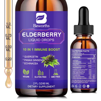 Elderberry Syrup | Elderberry Liquid Drop | Immune Boosters Support Supplement for Adults| | 2 Fl Oz
