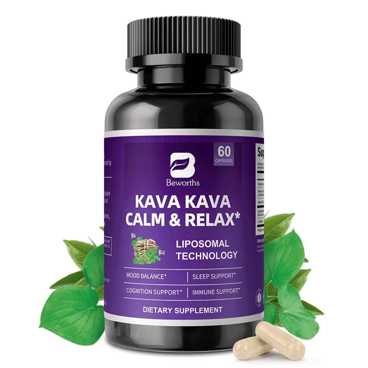 Kava Kava Root Extract Supplement, for Balanced Mood, Support Stress Relief & Better Sleep, 30 Servings