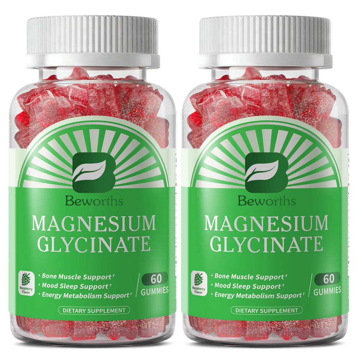 Magnesium Glycinate Gummies - Sugar Free Magnesium Glycinate Supplement - for Relaxation, Stress, and Sleep for Adults - 60 Raspberry Gummies(2 Pack)