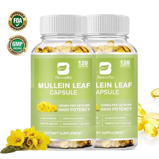 Mullein Leaf Capsules - Organic Mullein Leaf Extract for Lung - 1000mg 240 Vegan Caps