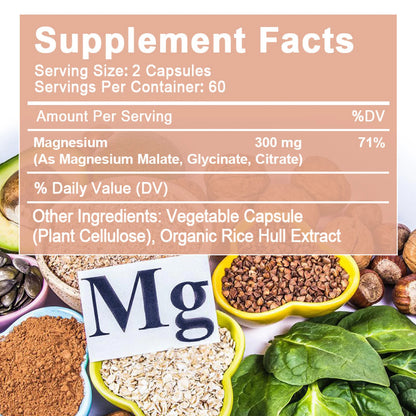 Beworths Triple Magnesium Complex Supplement, Supports Muscle, Sleep, Mood, Energy, 120 Capsules