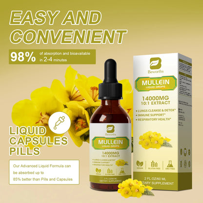 Mullein Leaf Liquid Drops – 10:1 High Absorption Formula for Respiratory & Immune Support, 4 fl oz
