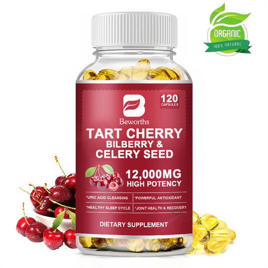 Kapsul Ekstrak Tart Cherry dengan Buah Bilberry &amp; Biji Seledri